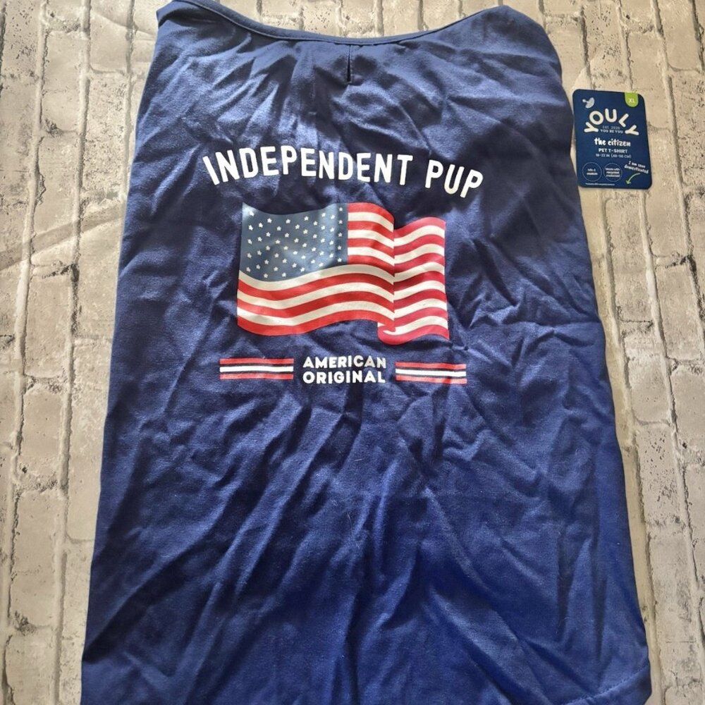 Youly “Independent Pup” Navy Blue Dog Shirt Size XL NWT
